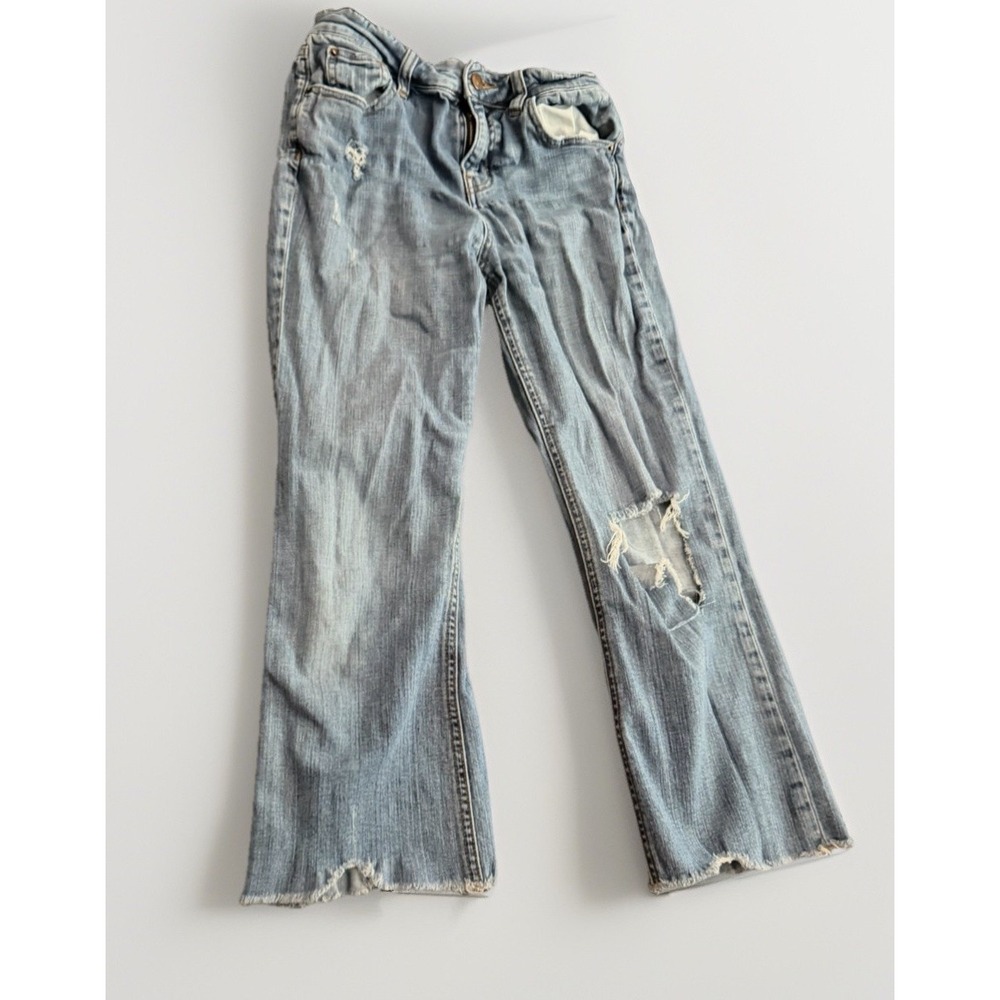 BDG Kick Flare Jeans High Rise Cropped Medium Wash‎ Raw Hem Size 26 - Picture 2 of 9